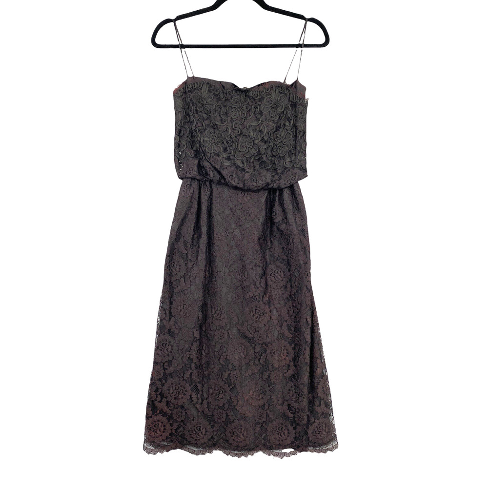 VTG Black Lace Slip Dress Sz 7 Spaghetti Strap Coquette Formal Midi Glam 90s Mod